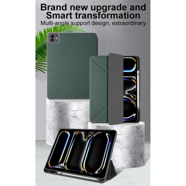 iPad Air 11 2024/2025 Skal - Mutural Multi-fold Smart Läderfodral Grön