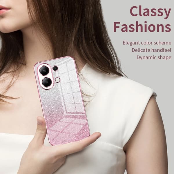 Redmi K80 - Gradient Glitter Pulver Elektropläterat Mobilskal Guld