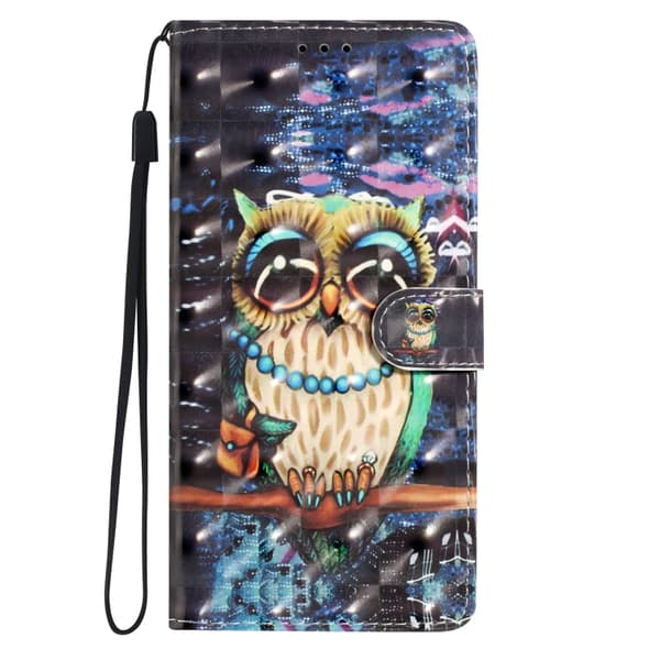 Redmi Note 14 Pro 5G - 3D Mönster Läder fodral Storögd uggla