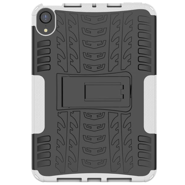 iPad mini 6 / mini 2024 Skal med Däcktextur TPU + PC Stötsäker Tablet Case med Ställning Vit