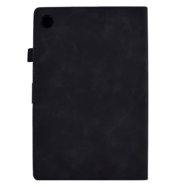 Samsung Galaxy Tab A9 / A11 Prägad Flip-Läderfodral Svart