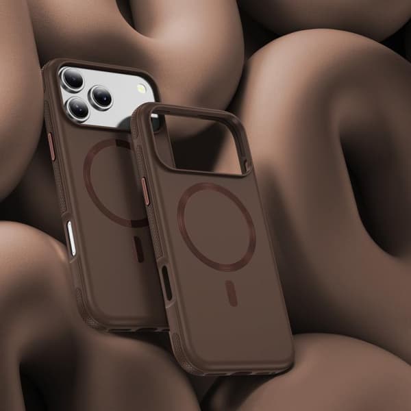 iPhone 17 Pro Skal med Imitation Original CD Textur Magsafe PC Hybrid TPU Kaffe