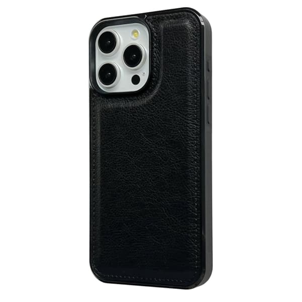 iPhone 16 Pro Cowhide Textur Skal - Elegant och Hållbar Mobilskydd Svart