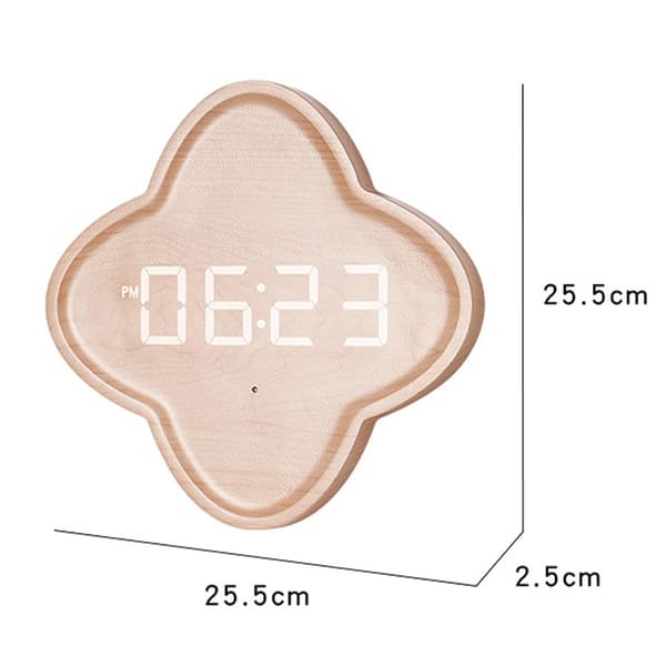 G236 LED Digital Display Blomforma Vardagsrumsväggklocka (Bomull Linne)
