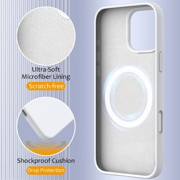 iPhone 16 Pro Max Shockproof Silikon Magsafe Skal Vit