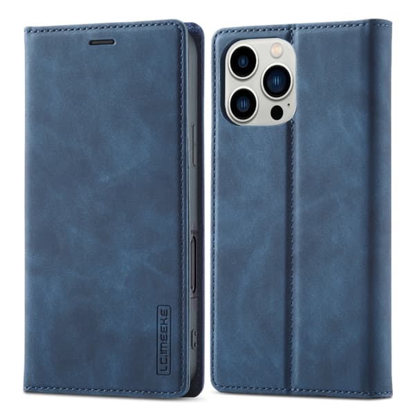 iPhone 16 Pro Max Skal med Starkt Magnetism - LC.IMEEKE Mikrofiber Läder Fodral Blå