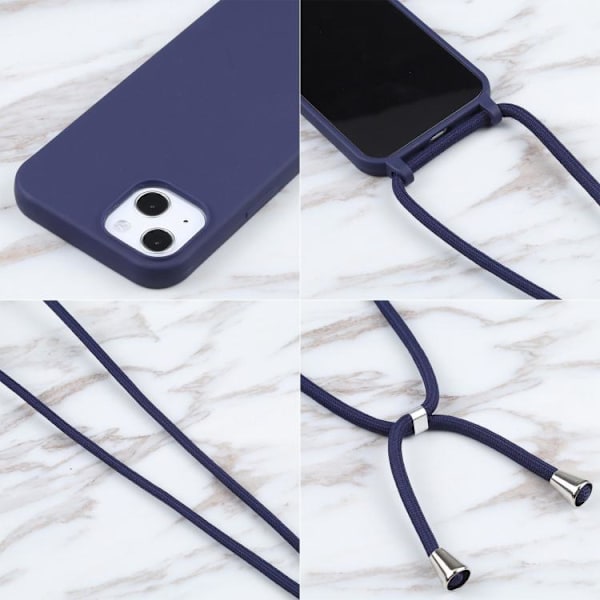iPhone 17 Skal - Candyfärger med Lanyard Mörkblå