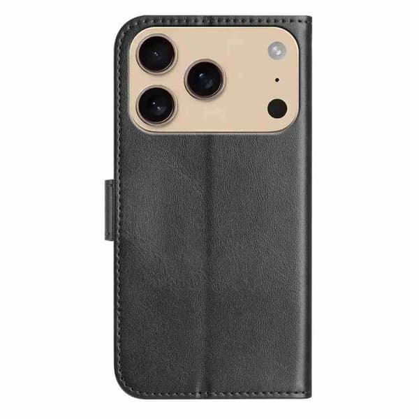 iPhone 18 Pro Max / iPhone 17 Pro Max Skal läderfodral - dubbelvikt S-form Svart