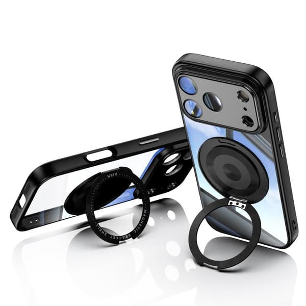 iPhone 18 Pro Max / iPhone 17 Pro Max 360 Hållare Magsafe Akryl Hybrid TPU Skal Svart