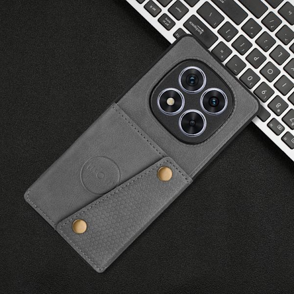 Redmi Note 14 Pro 5G - Magnetiskt Mobilskal med Dubbel Spänne och Kortfack Grå