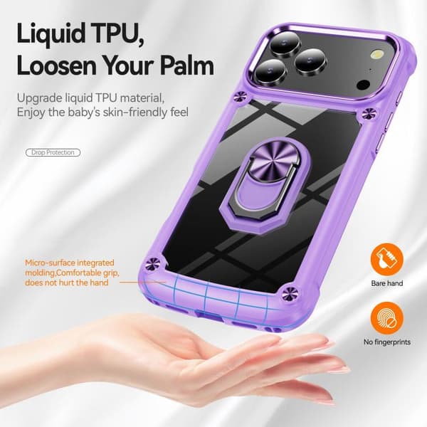 iPhone 17 Pro Max Skal med TPU + PC Linsskydd och Ringhållare Grön