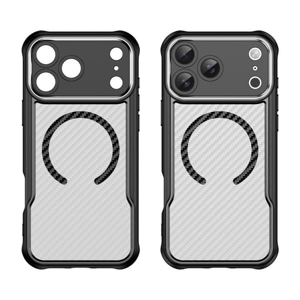 iPhone 18 Pro Max / iPhone 17 Pro Max Skal - kolfibertextur med MagSafe, genomskinlig Svart
