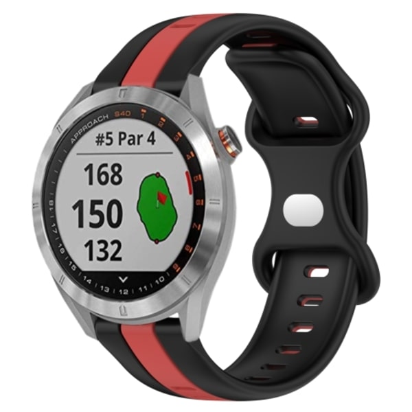 För Garmin Approach S40 20 mm Butterfly Spänne Tvåfärgad watch Black-Red