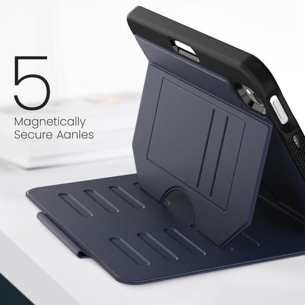 iPad mini 2024 / mini 6 Skal i Magnetiskt Läderfodral Marinblå