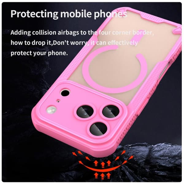 iPhone 18 Pro Max / iPhone 17 Pro Max Skal med Armor Glaze MagSafe Magnetisk Design Rosa