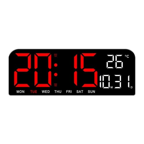 LED-skärm Digital Display Skrivbordsväckarklocka Multifunktionell Dekoration Väggklocka (Röd)