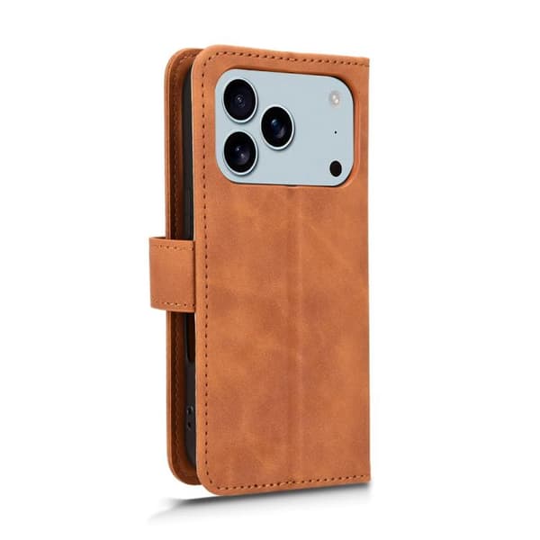 iPhone 18 Pro Max / iPhone 17 Pro Max Skal läderfodral med magnetisk flip Brun