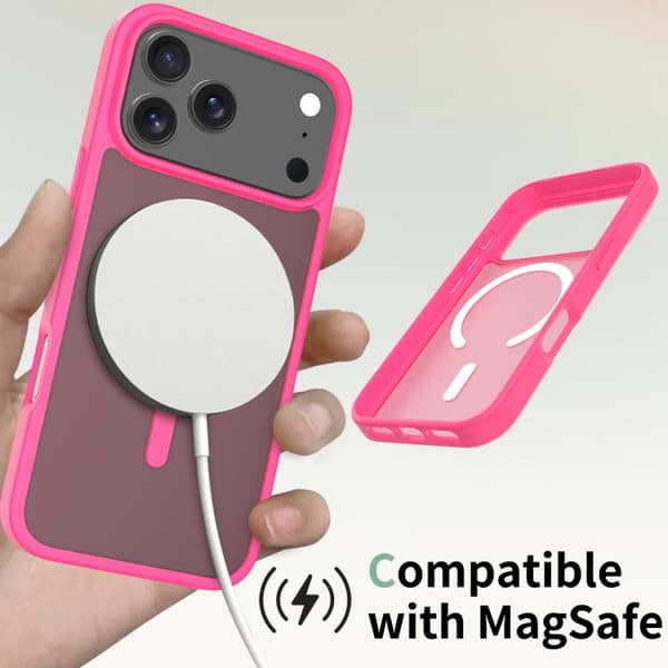 iPhone 17 Pro Max Skal - TPU Hybrid PC med MagSafe Rosröd