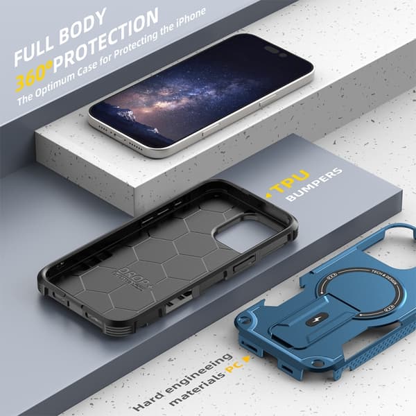 iPhone 16 Pro Max Armor Magsafe Skal - PC Hybrid TPU Skyddsfodral Mörkblå
