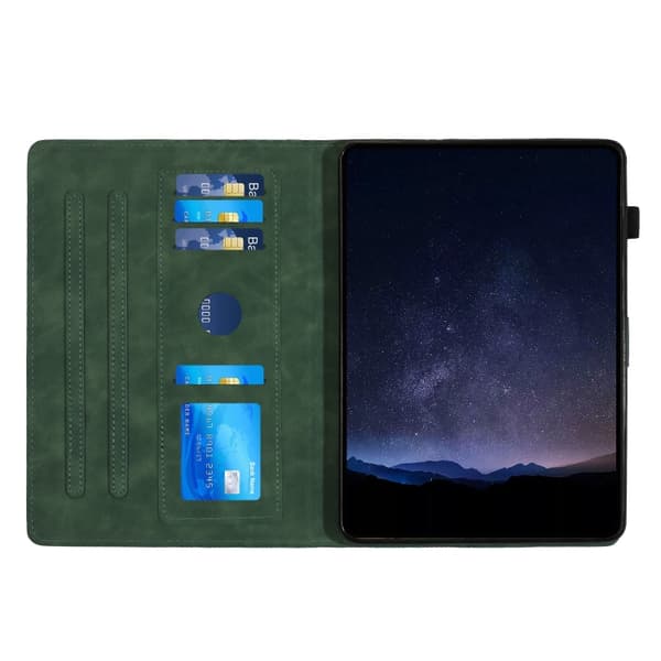 Samsung Galaxy Tab A 10.5 T590 Prägad Läder Smart Fodral Grön