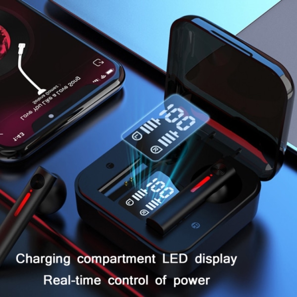 T13 TWS Digital Display Trådlösa In-Ear Sport Bluetooth Hörlurar Touch Control Rosa