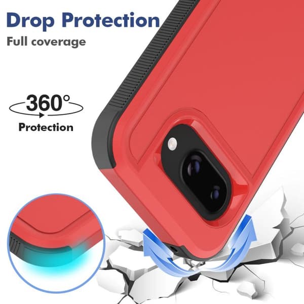 för Pixel 9a Skal + 2-i-1 PC - Hållbar TPU Telefonfodral Röd