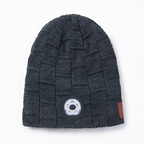 RG5-BL Bluetooth LED-belysning musik stickad hatt plus sammet nattlöpningslampa hatt Mörkgrå
