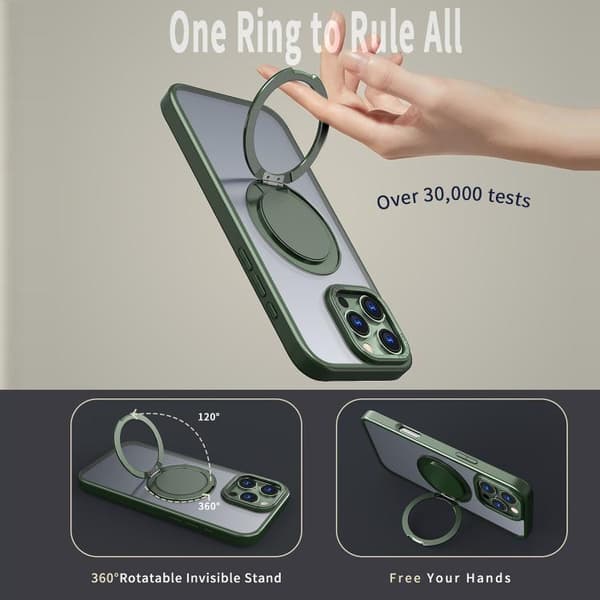 iPhone 16 Pro Max 360-graders Rotations MagSafe Magnetisk Hållare Skal Grön