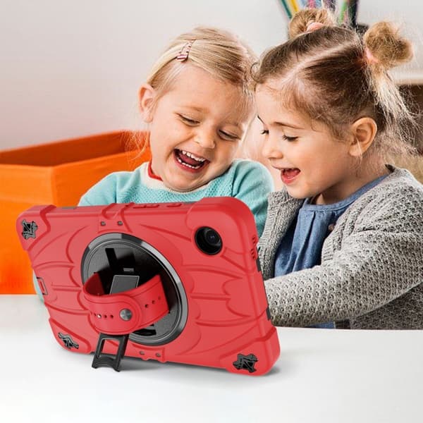 Samsung Galaxy Tab A9 / A11 Bat Hand Grip Ställ Röd Svart