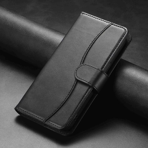 Redmi Note 14 Pro 4G - Dubbelvikts S-formad Läderfodral Svart