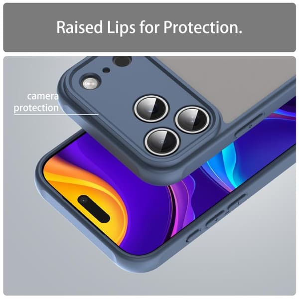iPhone 18 Pro Max / iPhone 17 Pro Max Dun Series TPU Hybrid PC Frostad Skal Blå