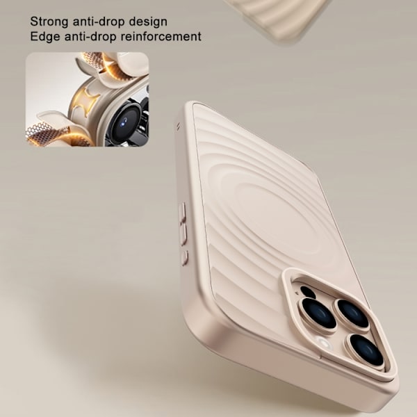 iPhone 16 Pro Wave Texture Liquid Silicone Titanium MagSafe Skal Grå