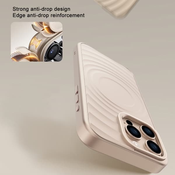 iPhone 16 Pro Wave Texture Liquid Silicone Titanium MagSafe Skal Svart