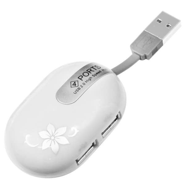 Musstil 4-portars USB 2.0-hubb, Plug and Play (Vit)