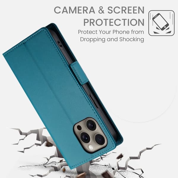 iPhone 16 Pro Max Skal - Magnetiskt Frostat Läderfodral Blå