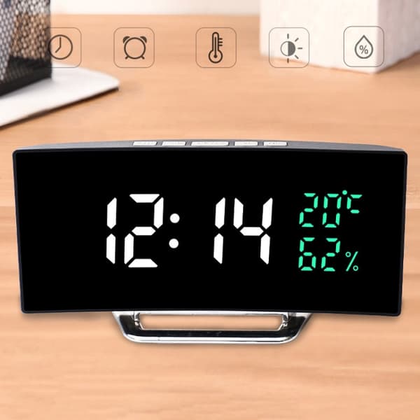 7816 Böjd skärm LED temperatur / fuktighet display multifunktionell klocka (vit)
