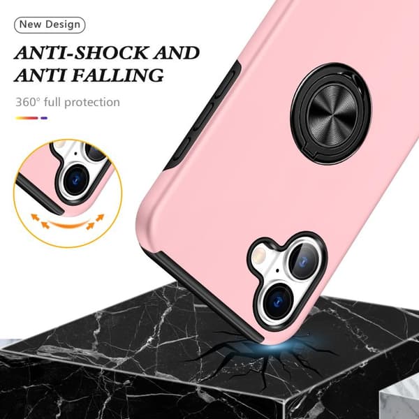 iPhone 17 Skal - PC + TPU med osynlig ringhållare Roséguld