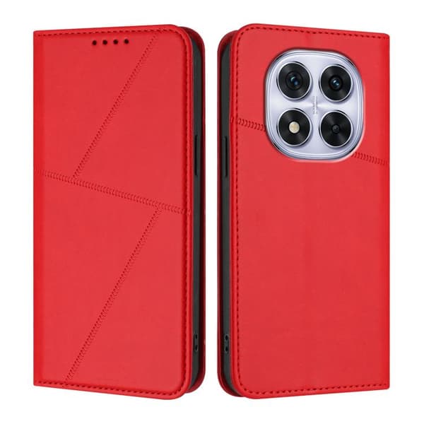 Redmi Note 14 Pro 4G - Stark Magnetisk Frostad Flip Läderfodral Röd