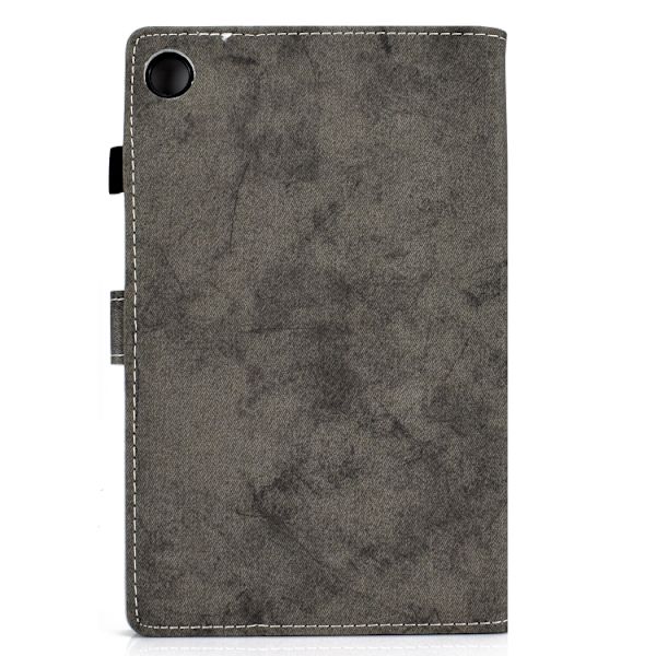 Samsung Galaxy Tab A9 / A11 Marble Style Smart Leather Case Grå