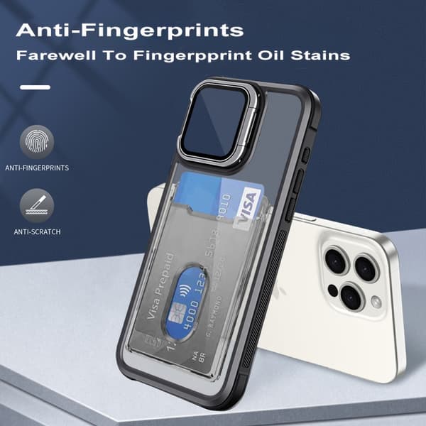 iPhone 16 Pro Skal - Akryl Hybrid TPU Telefonfodral med Kortfack Vit