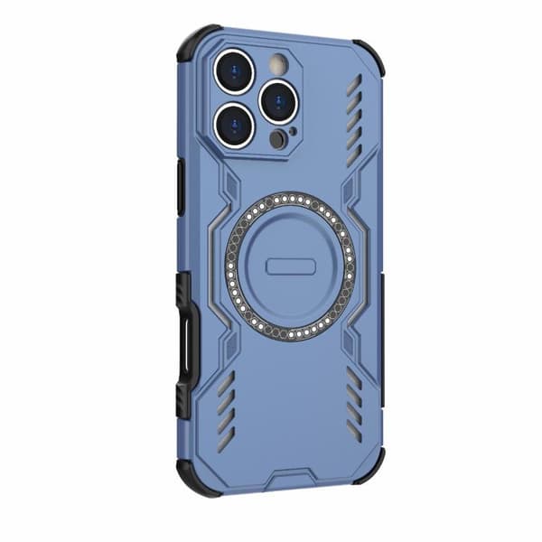 iPhone 16 Pro Butterfly Armor MagSafe Magnetisk Ring Stötsäker Skal Blå