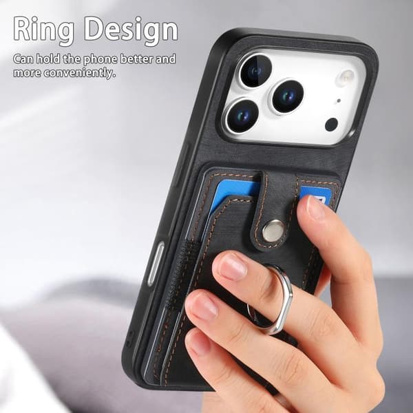 iPhone 18 Pro / iPhone 17 Pro Retro Skinnkänsla Ringkortskal Svart
