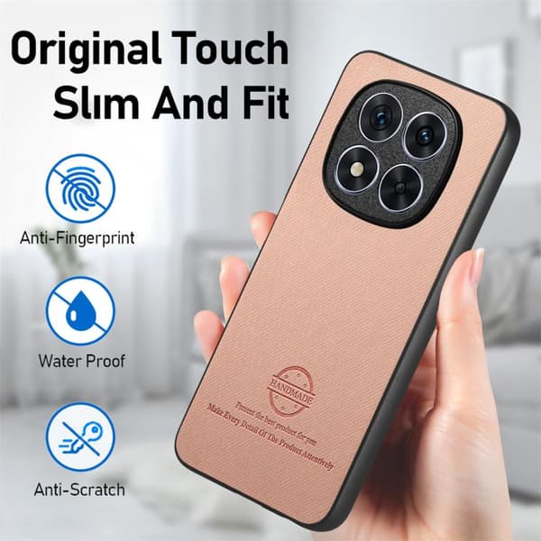 Redmi Note 14 Pro 5G - Twill Tyg Läder Skal Rosa