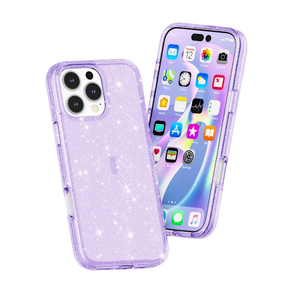 iPhone 16 Pro Max Shockproof Terminator Glittrande Pulver Skal Purpur