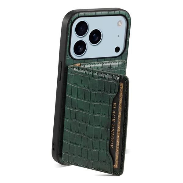 iPhone 18 Pro Max / iPhone 17 Pro Max Skal med Krokodiltextur och Fullt Skyddande Design Grön