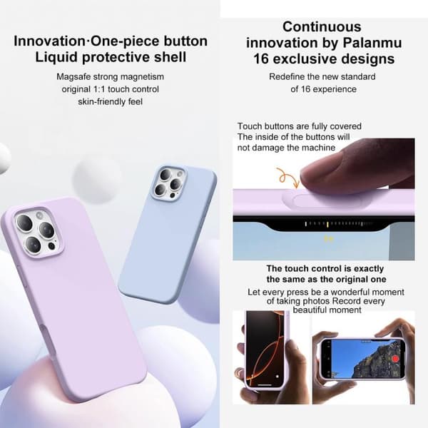iPhone 16 Pro Max Skal Flytande Silikon med Integrerad Knapp Grus Vit