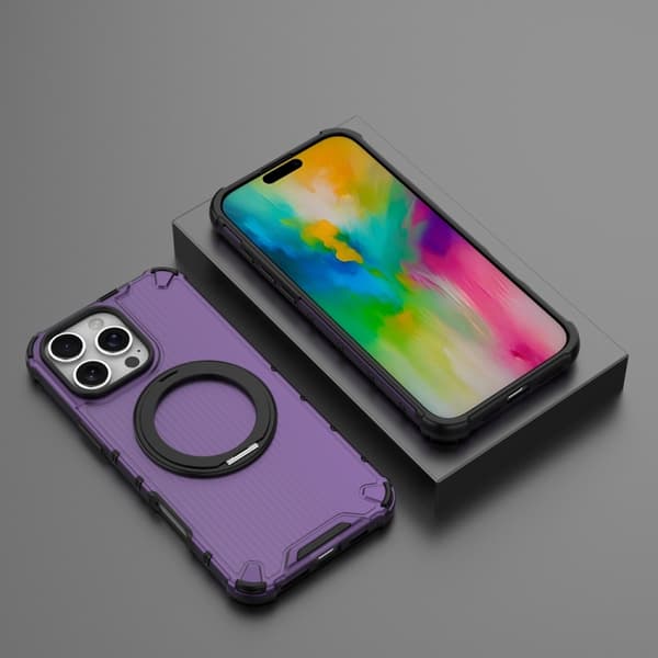 iPhone 16 Pro Max 360 Grader Rotationshållare Stötsäker Skal Purpur