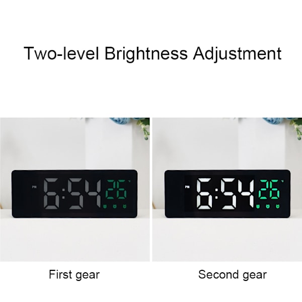 0715 Röststyrd LED Mute Datum Temperatur Display Elektronisk Klocka (Svart Yta Blått Ljus)