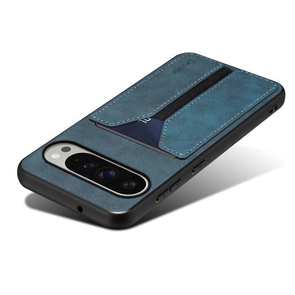 för Pixel 10 Pro XL Skal med Denior D07 DV Elastisk Kortfack PU Baksida Blå