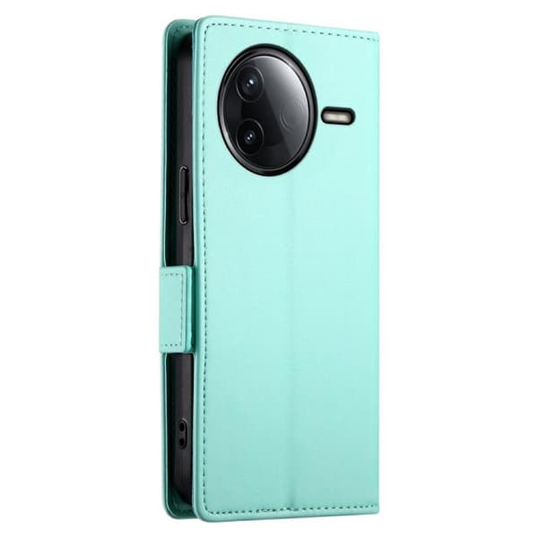 Redmi K80 / K80 Pro - Magnetisk Frostad Läderfodral med Sidobälte Mintgrön